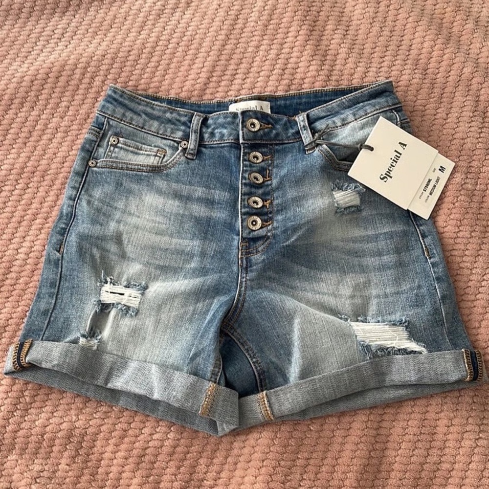 New Distressed Blue Jean Shorts